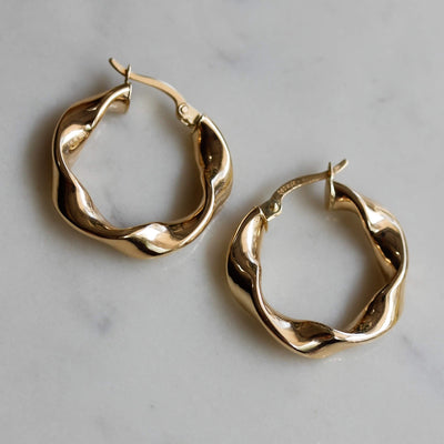 עגילי חישוק פפילון זהב 14K Earrings 