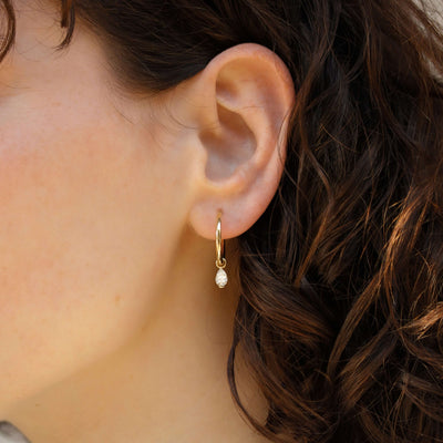 עגילי חישוק גדול אלזה יהלום מעבדה 14K Earrings