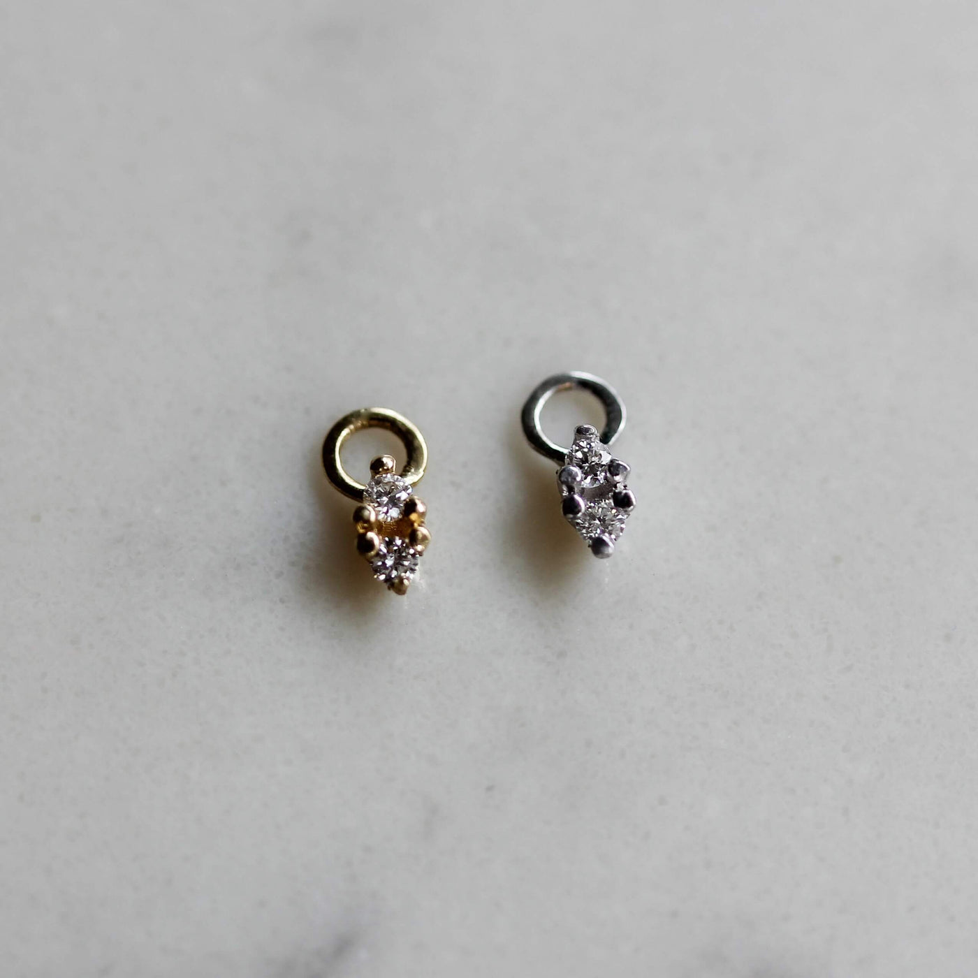 תליון נפטון יהלומים לבנים לעגיל חישוק זהב 14K Earrings