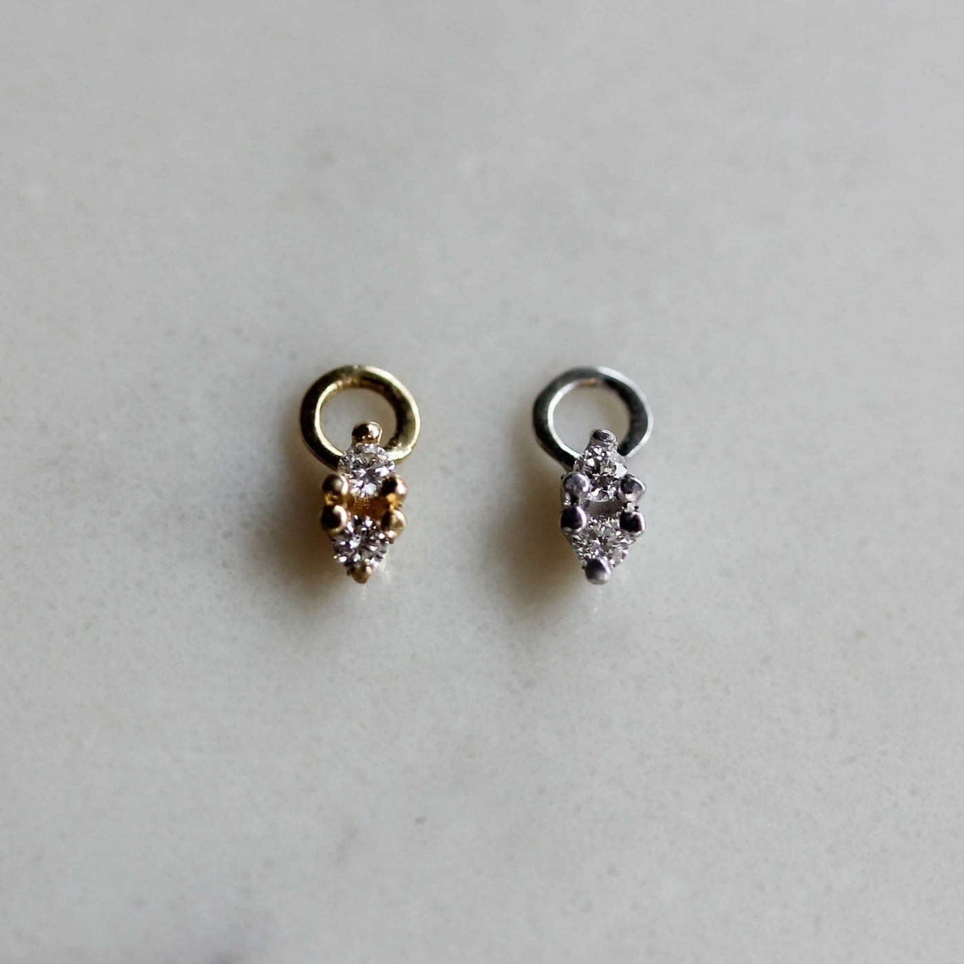 תליון נפטון יהלומים לבנים לעגיל חישוק זהב 14K Earrings