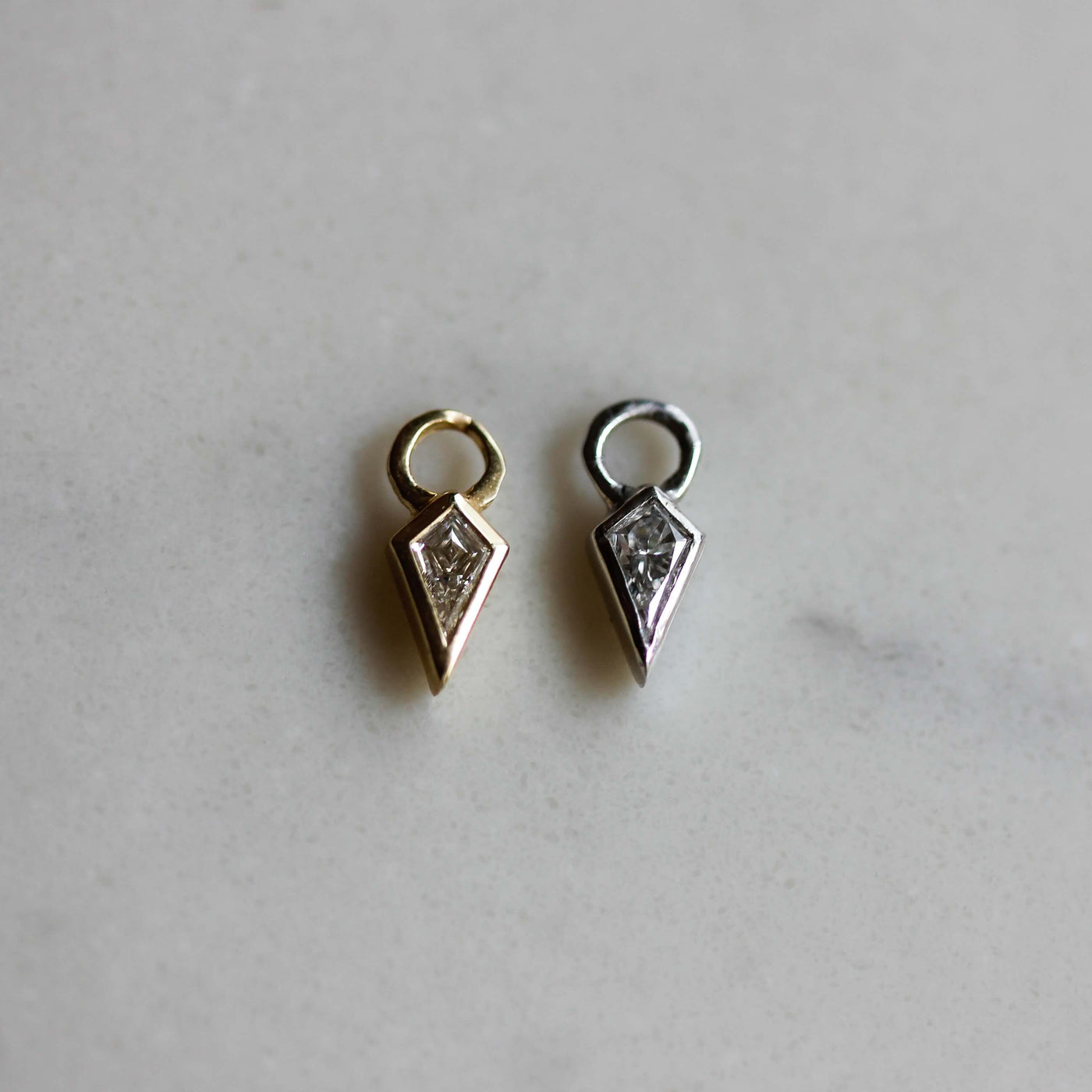 תליון נינה יהלומים לבנים לעגיל חישוק זהב 14K Earrings